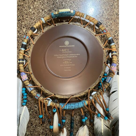 Native American Buffalo Nickel Commemorative Masterpiece Dreamcatcher Bradford - Picture 5 of 10